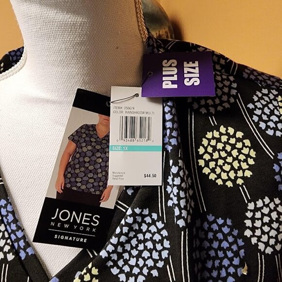 Jones New York Women's Floral-Print Short-Sleeve Top - Picture 6 of 10